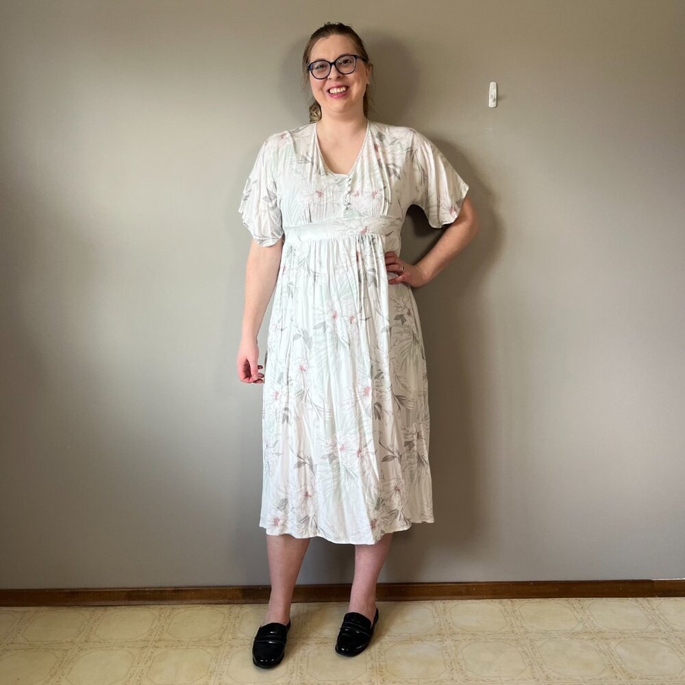 White floral midi dress